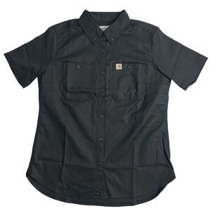 Carhartt Women Rugged Professional Work Shirt Short Sleeve Button Down Med
